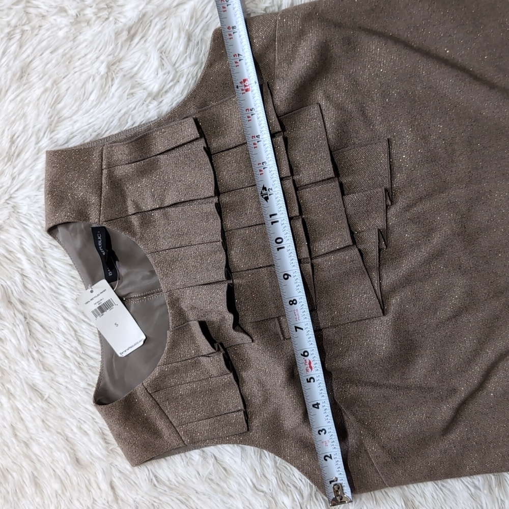 NWT Banana Republic Metallic Gold & Tan Wool Blend Pleated Top Size Small - Picture 10 of 11